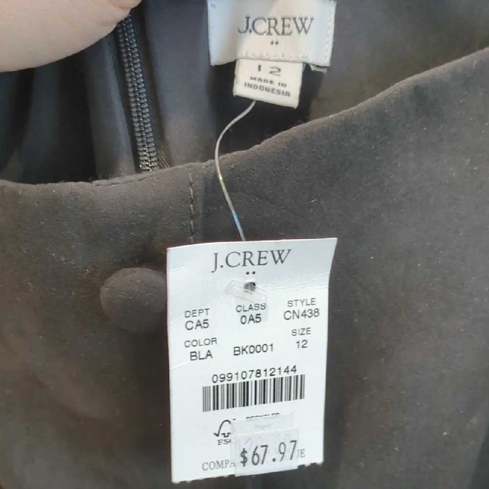 J. Crew Black Mini Skirt Suede Buttons Pockets Size 12 Classic Preppy Academia